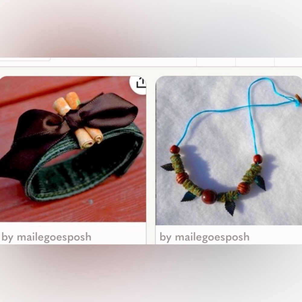 Bundle: Handmade corduroy fabric Fall cuff bracelet & fabric bead leaf necklace